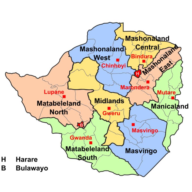 map of zimbabwe and manicaland where Slindon College Elephant Pump is