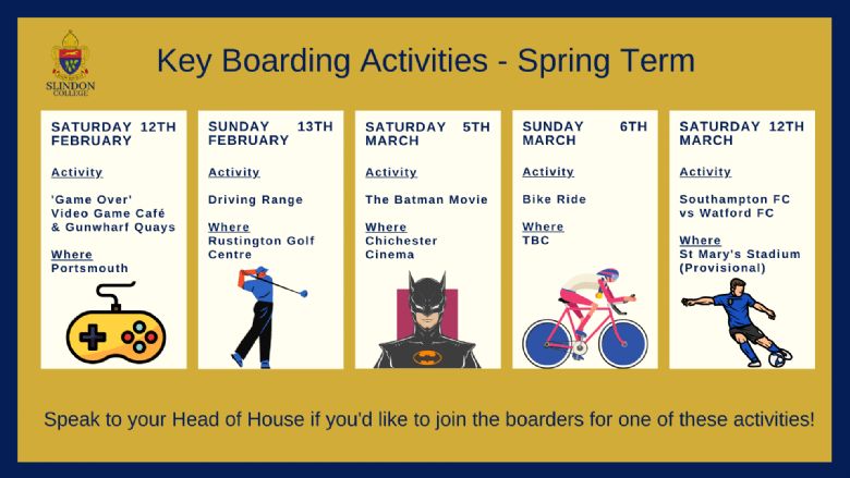 slindon college boarding activity calendar